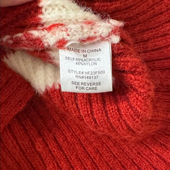 Striped Red and White Women's Sweater - Picture 6 of 6